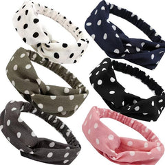 Polka Dotted Twisted Fabric Headband Boho Hair Scarf 1pc