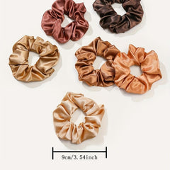 12pcs Coffee Satin Hair Ring Silk Hair Rope Scrunchie High Elasticity Hair Acces