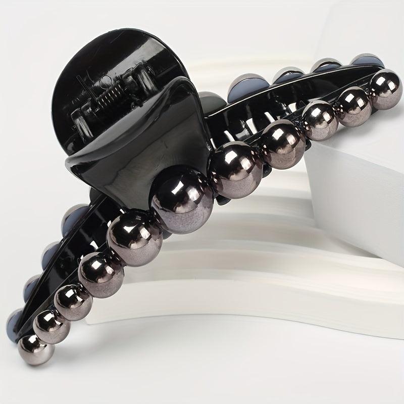 Faux Pearl Hair Claw Clip Back Of Head Updo Hair Shark Claw For Women