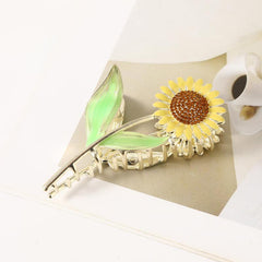 Sunflower Tulip Hair Claw Clip Golden Metal Strong Hold Grip