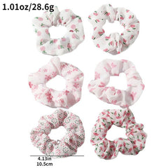 6pcs Floral Vintage Scrunchie Soft Elastic Hair Tie Hair Accessories