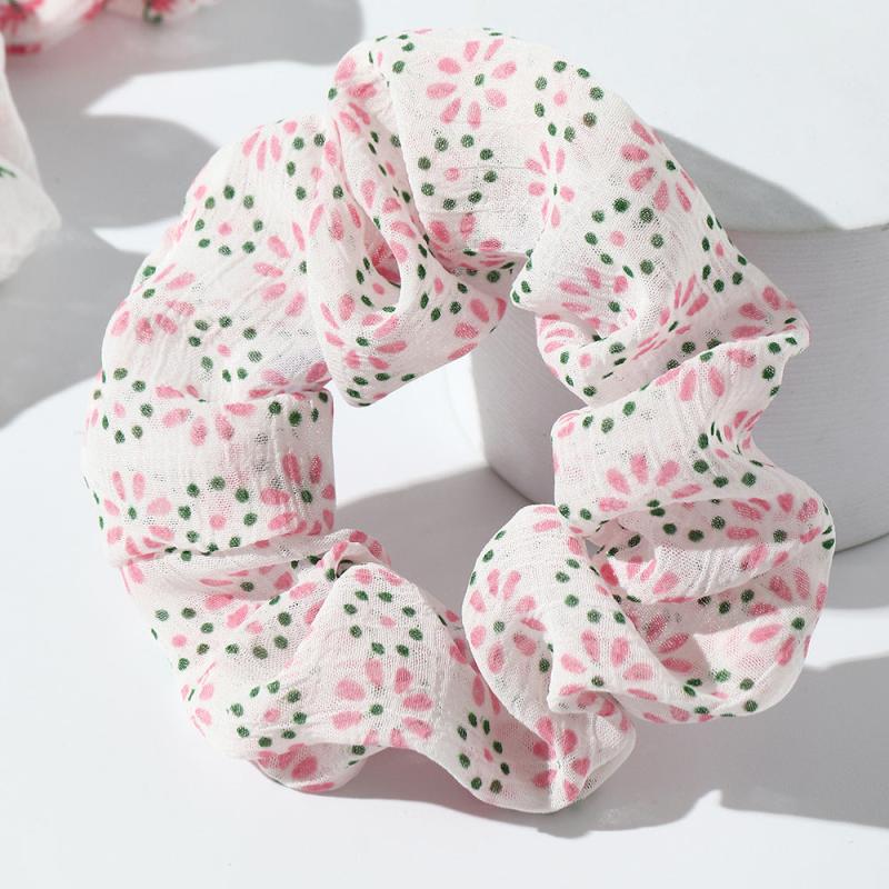 6pcs Floral Vintage Scrunchie Soft Elastic Hair Tie Hair Accessories