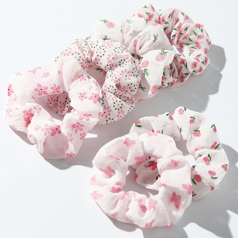 6pcs Floral Vintage Scrunchie Soft Elastic Hair Tie Hair Accessories