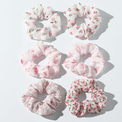 6pcs Floral Vintage Scrunchie Soft Elastic Hair Tie Hair Accessories