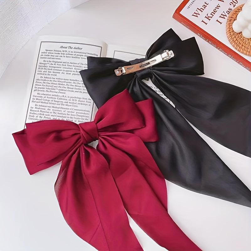 Huge Bow Hair Clip Long Streamer Duck Billed Clip Sweet Hair Accessory