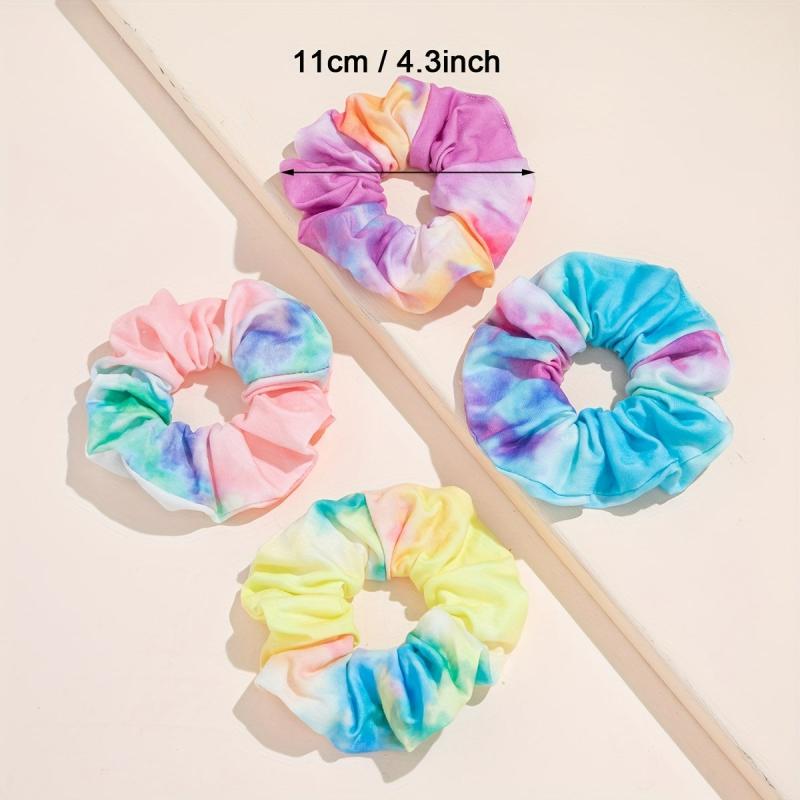 4pcs Bohemian Tie Dye Hair Scrunchies Soft Fabric Retro Scrunchie Hair Tie