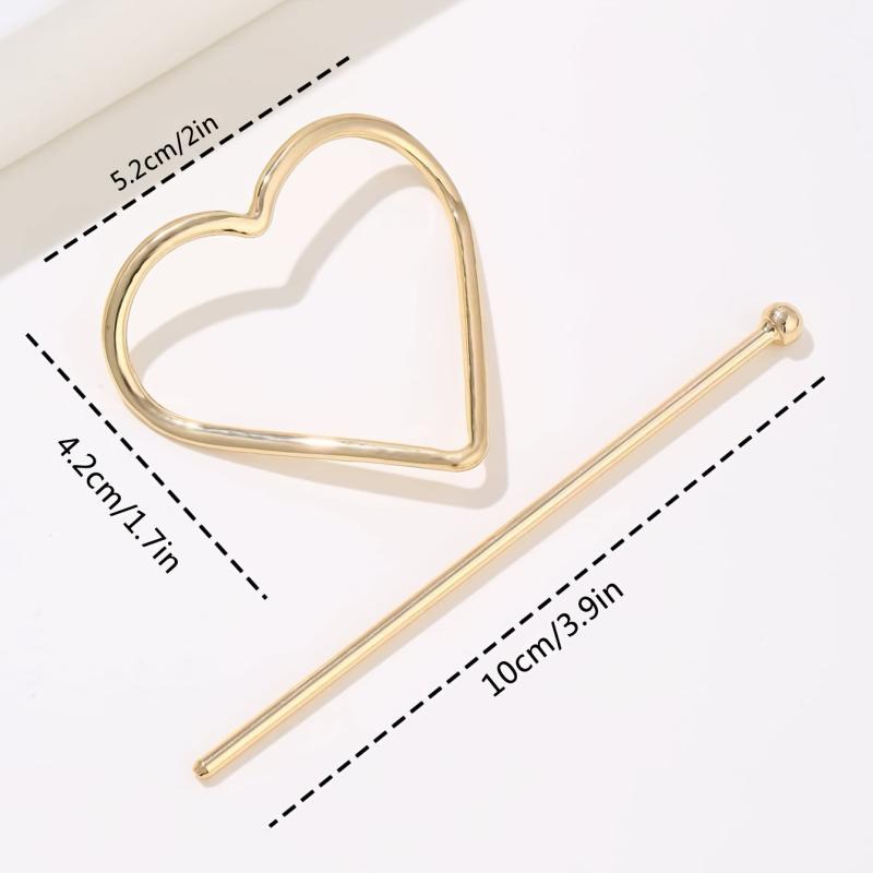 Heart Decor Hairpin Metal Chignon Hair Accessories For Women