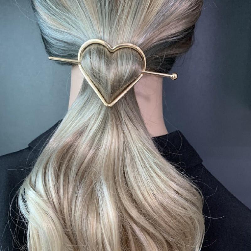 Heart Decor Hairpin Metal Chignon Hair Accessories For Women