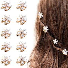 10pcs Pearl Hair Claw Vintage Hair Clips Daisy Bangs Clips Hair Accessories