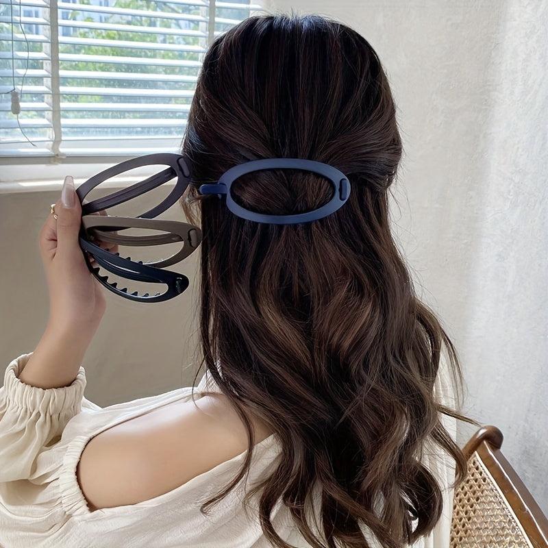 4pcs Hollow Ellipse Barrette Hair Clip for Women Girls