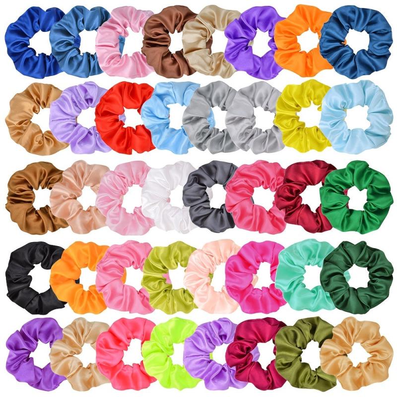 32pcs Silk Hair Scrunchies Set Elastic Ponytail Holder Colorful Hair Accessories