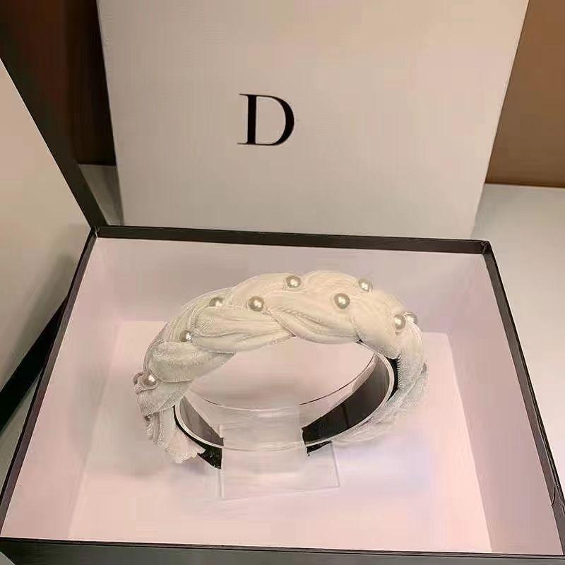 Non Slip Faux Pearl Hairband Twist Wide Velvet Solid Headband