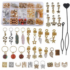 187pcs Butterfly Snake Beads Hair Jewelry Rings Metal Hair Cl