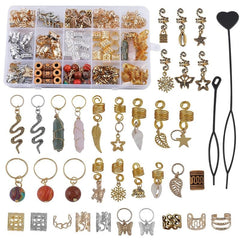 187pcs Butterfly Snake Beads Hair Jewelry Rings Metal Hair Cl