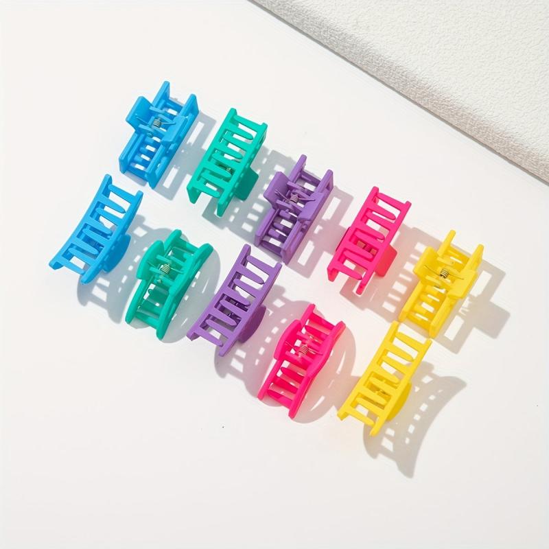 10PCS Multicolor Painted Hair Claw Hollow Square Small Shark Claw