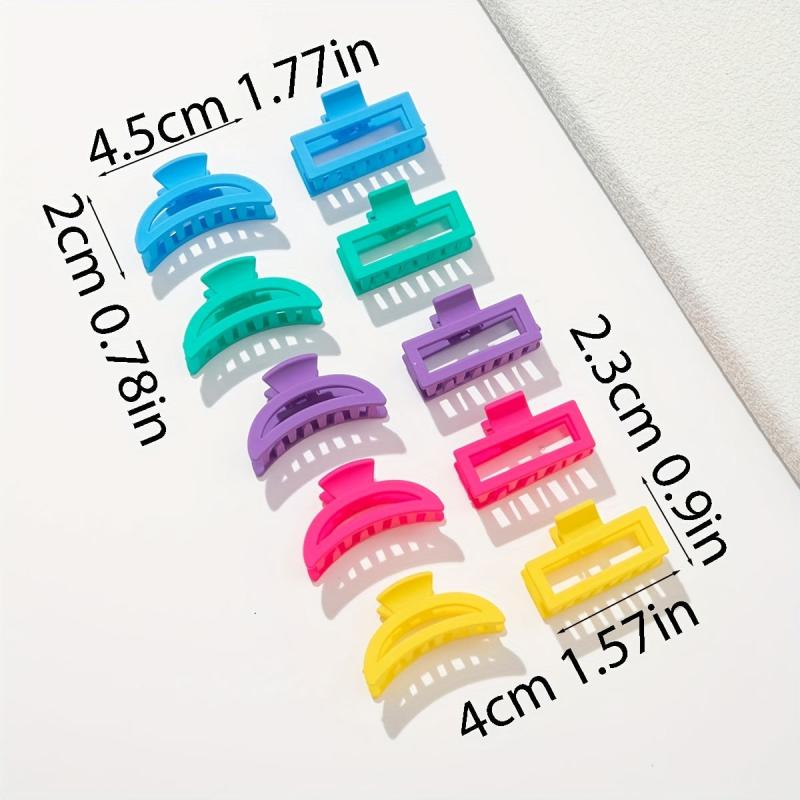 10PCS Multicolor Painted Hair Claw Hollow Square Small Shark Claw