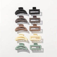 10PCS Multicolor Painted Hair Claw Hollow Square Small Shark Claw