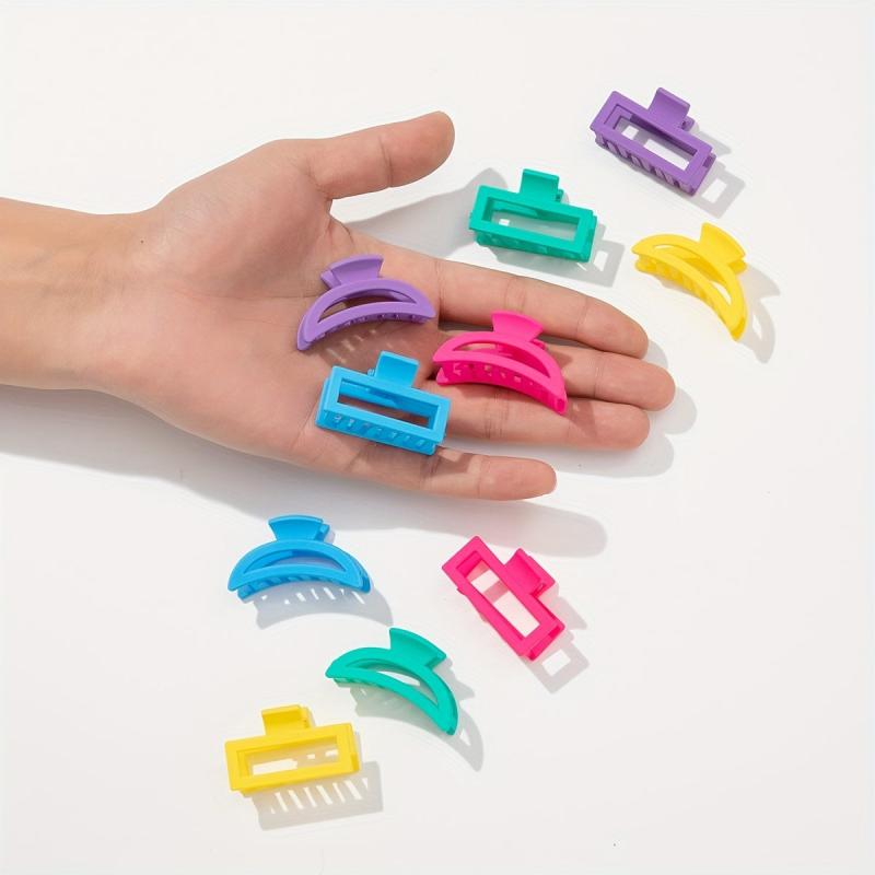 10PCS Multicolor Painted Hair Claw Hollow Square Small Shark Claw