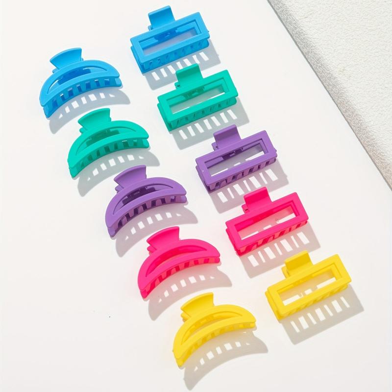10PCS Multicolor Painted Hair Claw Hollow Square Small Shark Claw