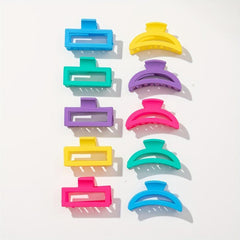 10PCS Multicolor Painted Hair Claw Hollow Square Small Shark Claw