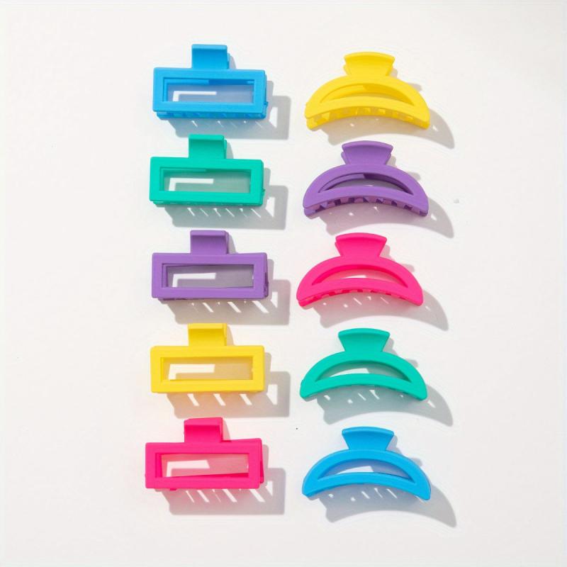 10PCS Multicolor Painted Hair Claw Hollow Square Small Shark Claw
