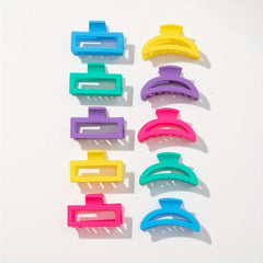 10PCS Multicolor Painted Hair Claw Hollow Square Small Shark Claw
