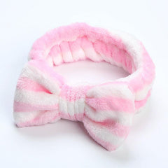 Bow Decor Plush Hair Hoop Elastic Headband Makeup Hair Accessory