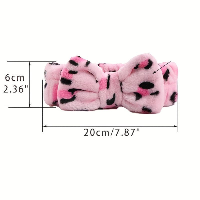 Bow Decor Plush Hair Hoop Elastic Headband Makeup Hair Accessory
