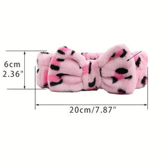 Bow Decor Plush Hair Hoop Elastic Headband Makeup Hair Accessory