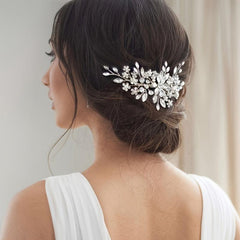 Silver Crystal Bride Side Comb Rhinestone Bridal Headpieces