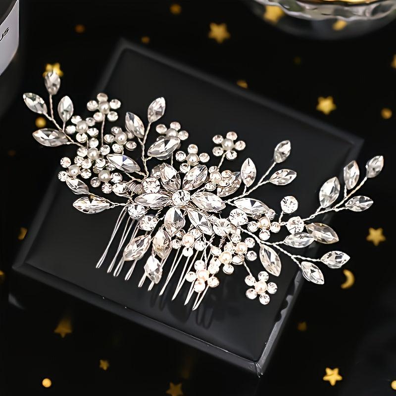 Silver Crystal Bride Side Comb Rhinestone Bridal Headpieces