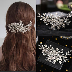 Silver Crystal Bride Side Comb Rhinestone Bridal Headpieces