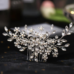 Silver Crystal Bride Side Comb Rhinestone Bridal Headpieces