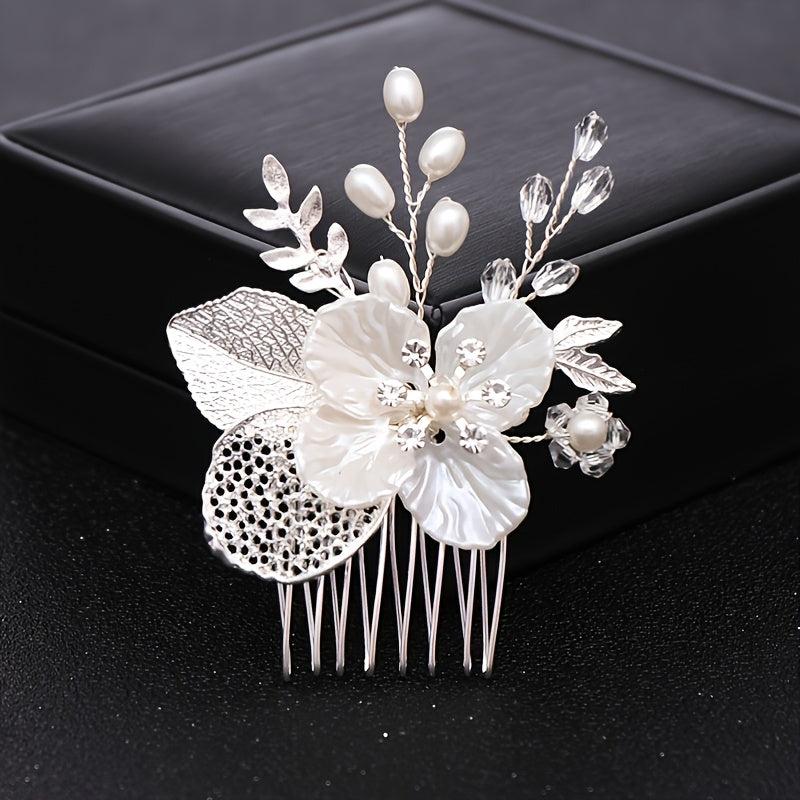 Silver Pearl Crystal Bridal Hair Comb Wedding Accessories