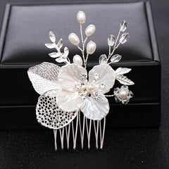Silver Pearl Crystal Bridal Hair Comb Wedding Accessories