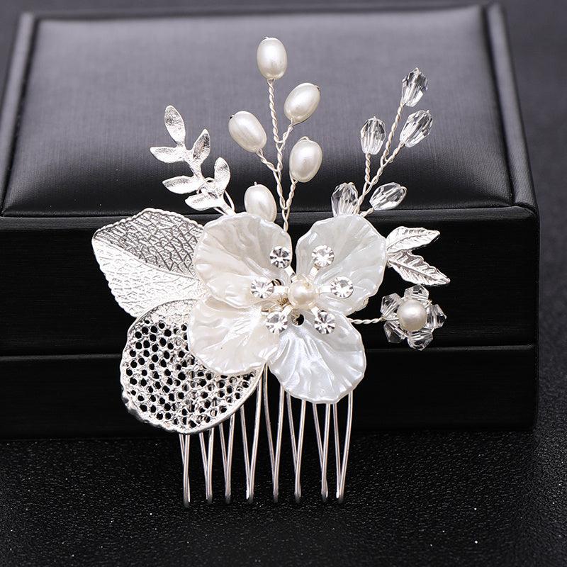 Silver Pearl Crystal Bridal Hair Comb Wedding Accessories
