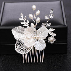 Silver Pearl Crystal Bridal Hair Comb Wedding Accessories