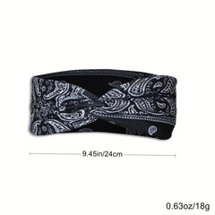 Printed Bandana Cross Knot Headband Women Sports Yoga Fitness Sweatband