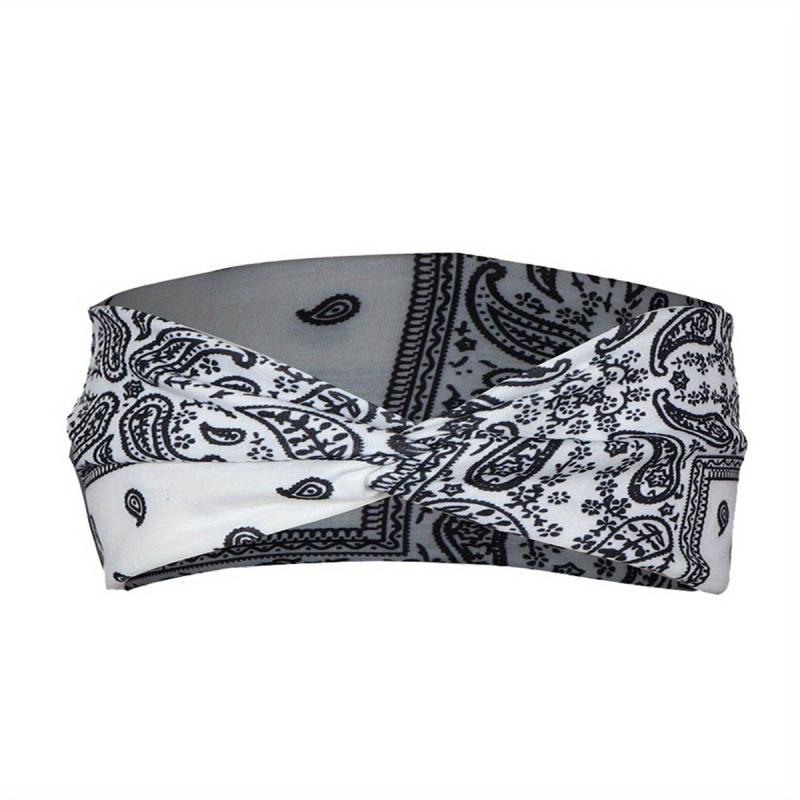 Printed Bandana Cross Knot Headband Women Sports Yoga Fitness Sweatband