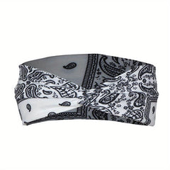 Printed Bandana Cross Knot Headband Women Sports Yoga Fitness Sweatband