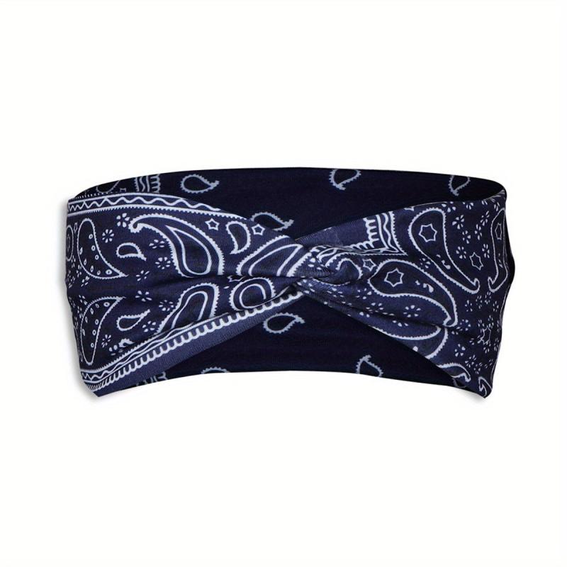 Printed Bandana Cross Knot Headband Women Sports Yoga Fitness Sweatband
