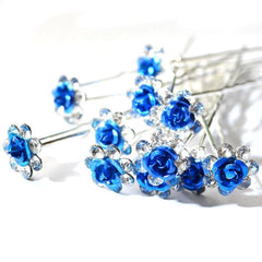 10Pcs Crystal Flower Hairpins Wedding Hair Decor Clips