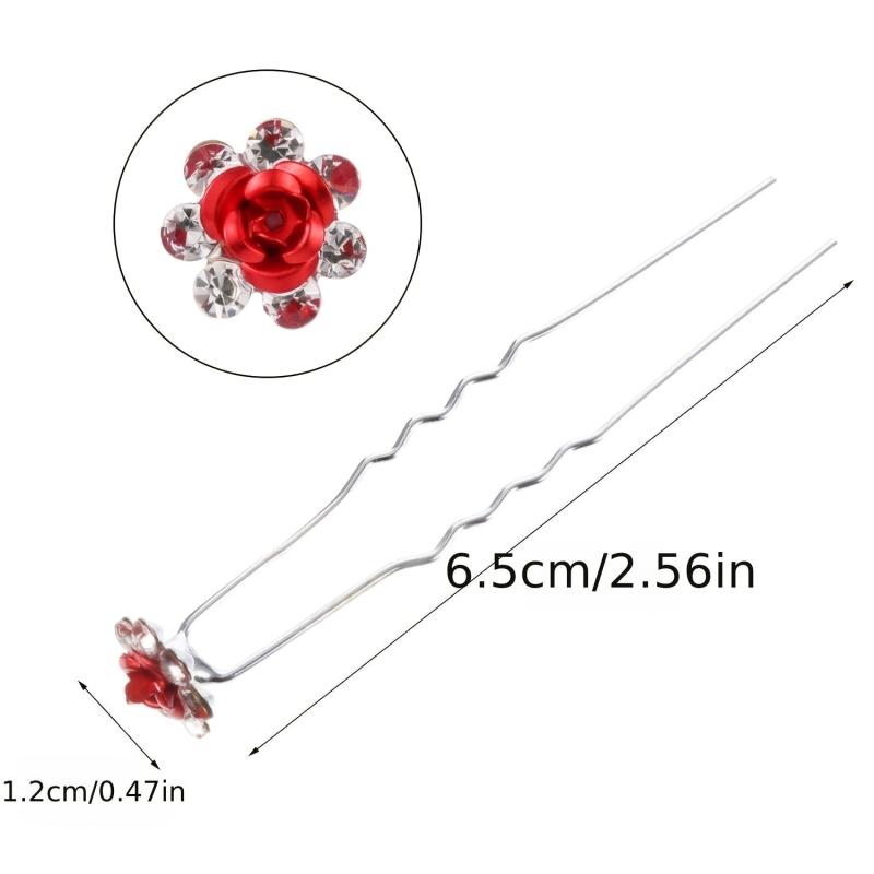 10Pcs Crystal Flower Hairpins Wedding Hair Decor Clips