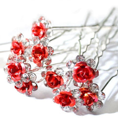 10Pcs Crystal Flower Hairpins Wedding Hair Decor Clips
