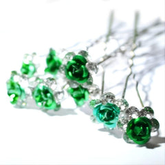 10Pcs Crystal Flower Hairpins Wedding Hair Decor Clips