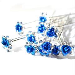 10Pcs Crystal Flower Hairpins Wedding Hair Decor Clips
