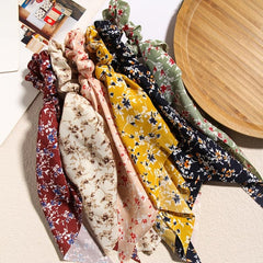 Retro Floral Boho Hair Scarf Scrunchies Ponytail Holder for Women