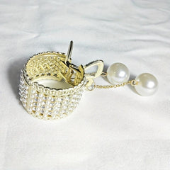 Y2K Rhinestone Faux Pearl Hair Clip Golden Metal Hair Accessory