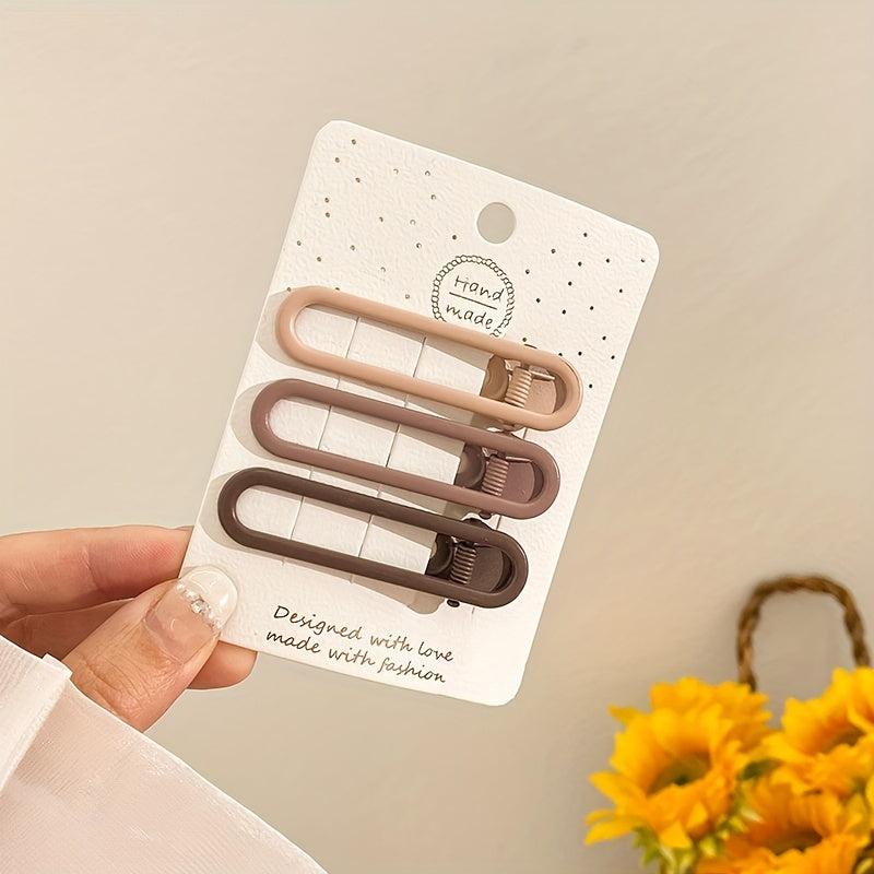 3pcs Female Hair Clip Frosted Snap Clip For Women Girls