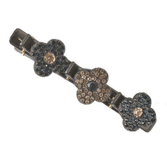 Crystal Stone Braided Hair Clips Lucky Clover Rhinestones